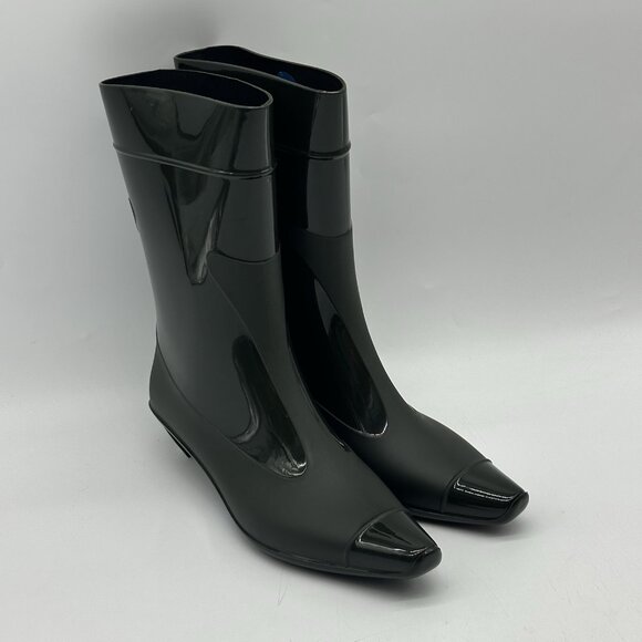 Jeffrey Campbell Drench Cap Toe Green Rubber Heel Rain Boots Women's Size 10 New - Picture 2 of 11